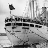 The Empire Windrush at port in 1954.  (Photo by Douglas Miller/Keystone/Hulton Archive/Getty Images)