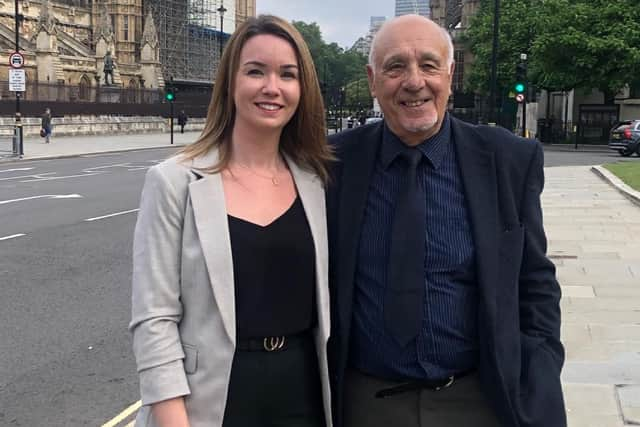 Laura Morris and her grandfather John Morris, who are battling for justice for nuclear test veterans