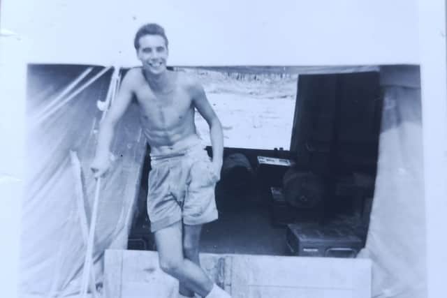 John Morris as a young man doing his national service on Christmas Island