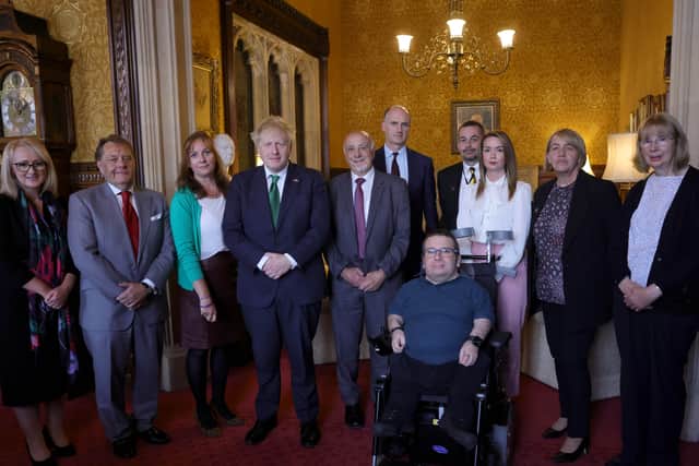 Nuclear test veterans, their families and supportive MPs meet prime minister Boris Johnson. Photo: Andrew Parsons/No 10 Downing Street