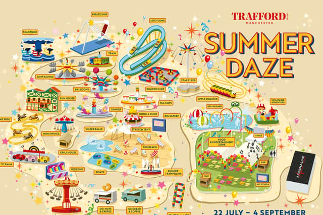 An illustrated map of Summer Daze at the Trafford Centre