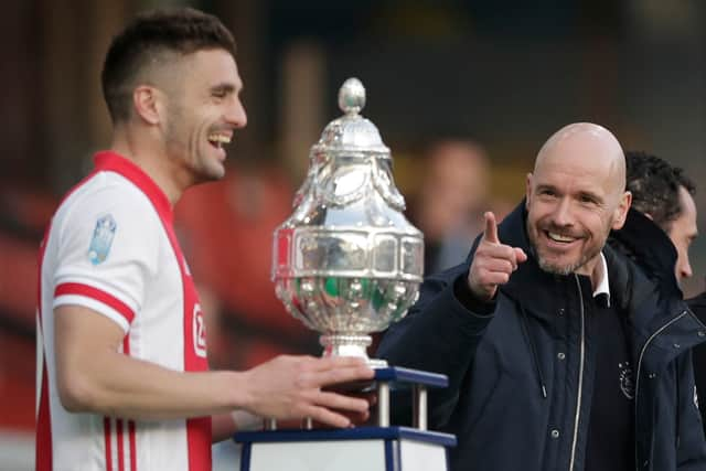 Ten Hag was a hugely popular figure with the Ajax dressing room. Credit: Getty.