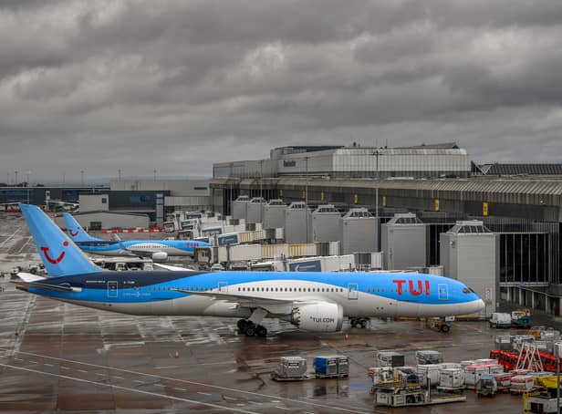 <p>A TUI flight from Manchester Airport had to make an emergency landing at the travel hub. Photo: AFP via Getty Images</p>