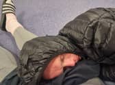 Dave Moth, from Middleton, sleeping on the floor at Royal Oldham Hospital A&E. Credit: Becka Jackson