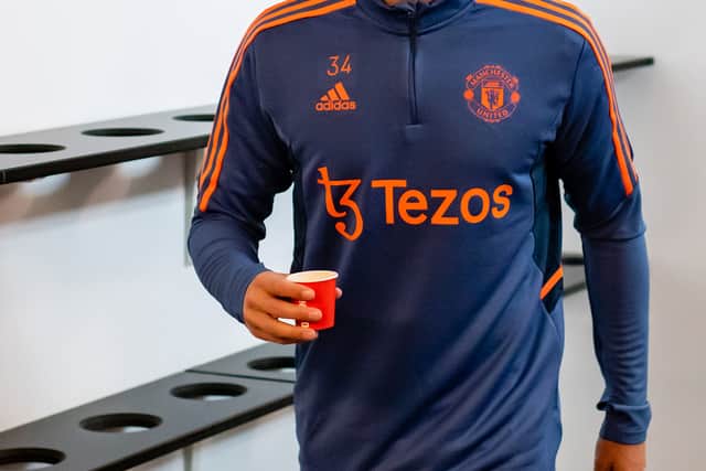 Donny van de Beek was back at Manchester United training. Credit: Getty.