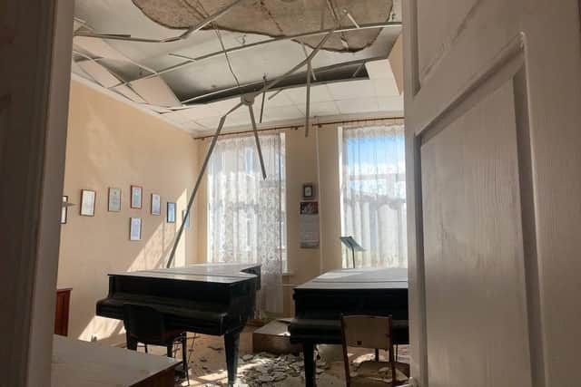 War damage at the Kharkiv Music Boarding School in Ukraine. Photo: Ivan Hovorun