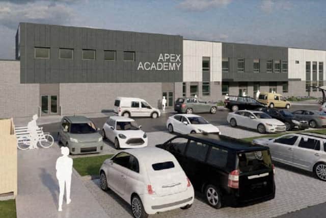 A computer-generated image of the front of the new school which has received planning permission