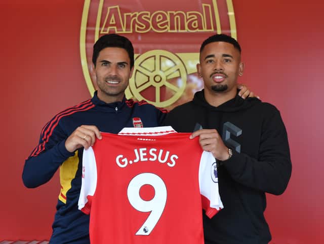 Jesus joins Arteta at the Etihad. Credit: Getty.