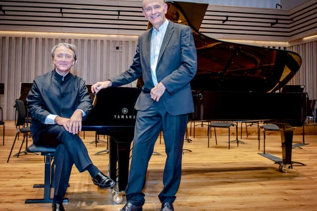 Manchester Camerata musical director and conductor Gábor Takács-Nagy with pianist Jean-Efflam Bavouzet
