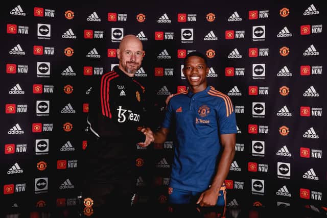 Malacia becomes Ten Hag’s first signing as United manager. Credit: Getty.