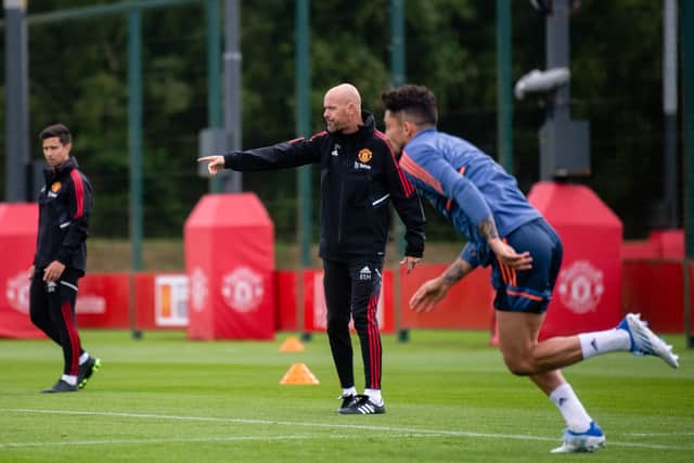 Ten Hag was spotted giving specific instructions in the latest video. Credit: Getty.