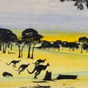 Detail from Barry Loo’s painting Bounding For Home