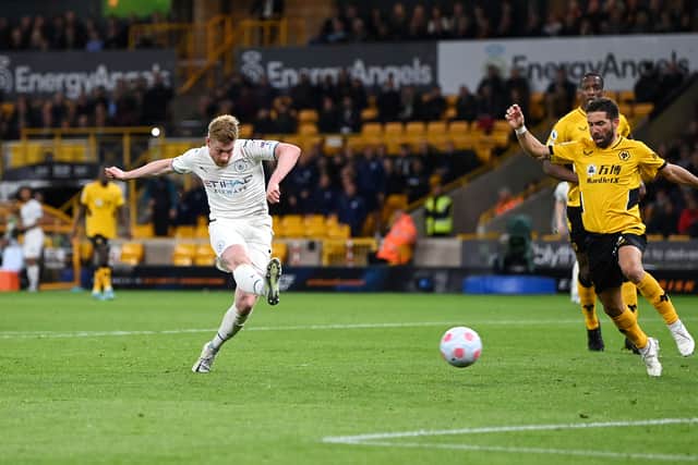 De Bruyne scored four away to Wolves in May. Credit: Getty.