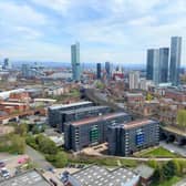 The view of the Manchester skyline from the roof of One Regent Tower