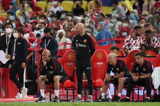 Ten Hag began his career as United manager with a 4-0 friendly win over Liverpool. Credit: Getty.