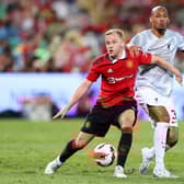 Van de Beek came on for the second half of United’s 4-0 win over Liverpool. Credit: Getty.