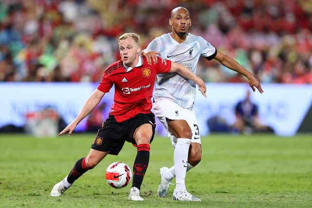 Van de Beek came on for the second half of United’s 4-0 win over Liverpool. Credit: Getty.