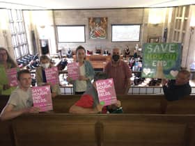 Save Hough End fields campaigners at Manchester town hall Credit: via LDRS