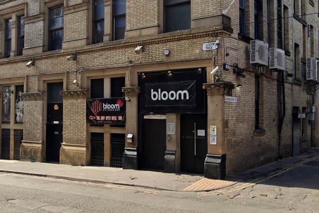 Nightclub Bloom in Bloom Street, Manchester. Pictured in September 2021. Credit: Google