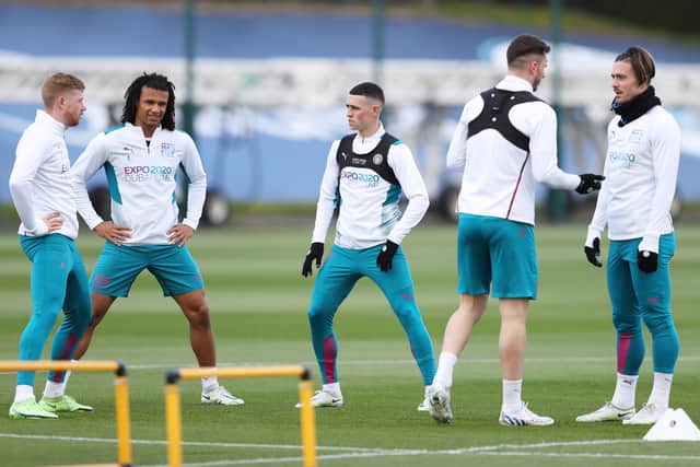Manchester City players involved in training. Credit: Getty.