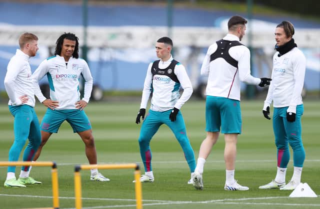 Manchester City players involved in training. Credit: Getty.
