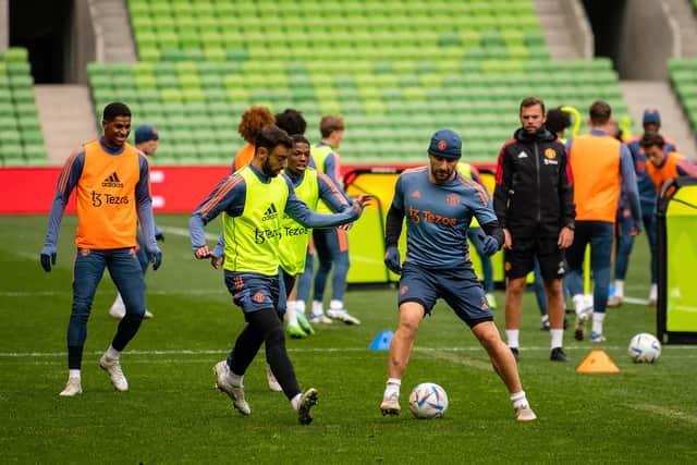 United trained in Melbourne at the weekend head of Tuesday’s game against Crystal Palace. Credit: Getty.