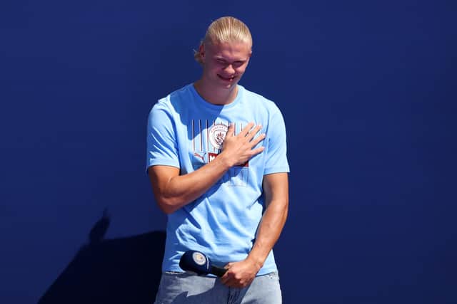 Erling Haaland is expected to play his first game for Manchester City. Credit: Getty.