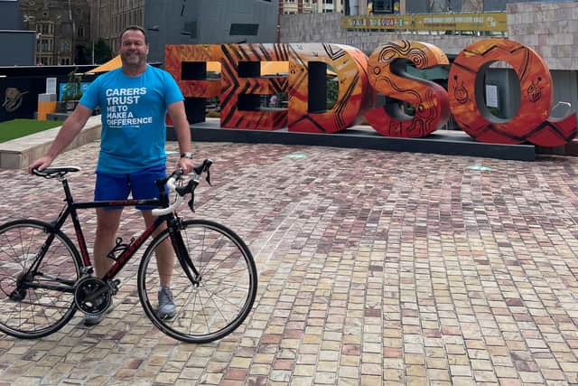Andrew Crompton will cycle from Greater Manchester to Melbourne for charity. Photo: Carers Trust