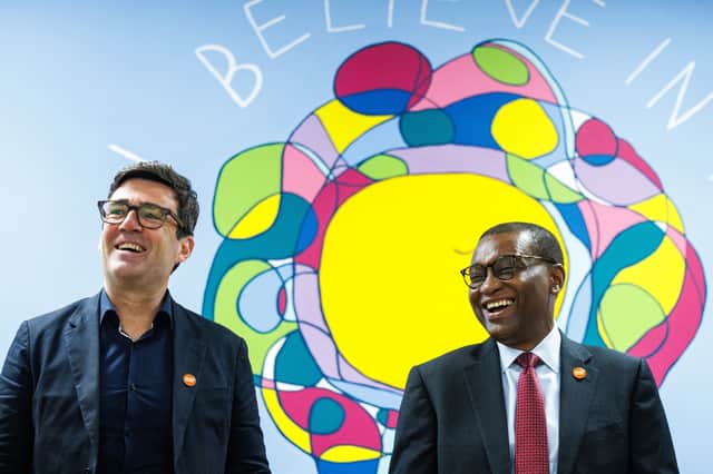 Mayor Andy Burnham with Seyi Obakin Credit: Joel Goodman
