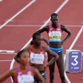 Keely Hodgkinson of Team Great Britain looks on prior to the start of the Women's 800m final on day ten of the World Athletics Championships