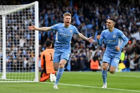 Pep Guardiola praised Kevin De Bruyne and Phil Foden in a recent interview. Credit: Getty.