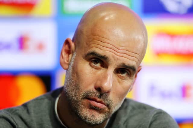 Guardiola addressed the press ahead of the clash with Liverpool. Credit: Getty.