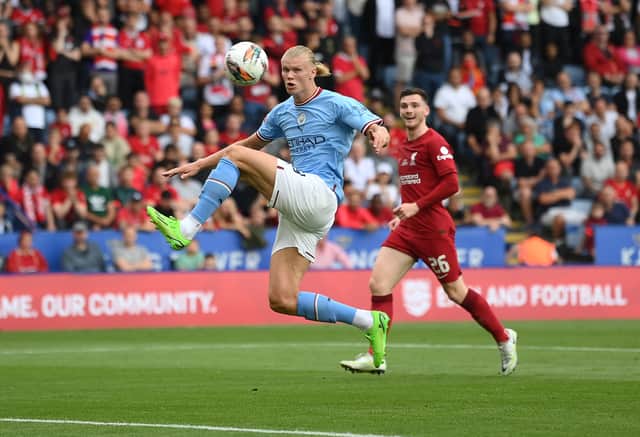 Erling Haaland endured a frustrating Manchester City debut as Liverpool beat them 3-1. Credit: Getty.