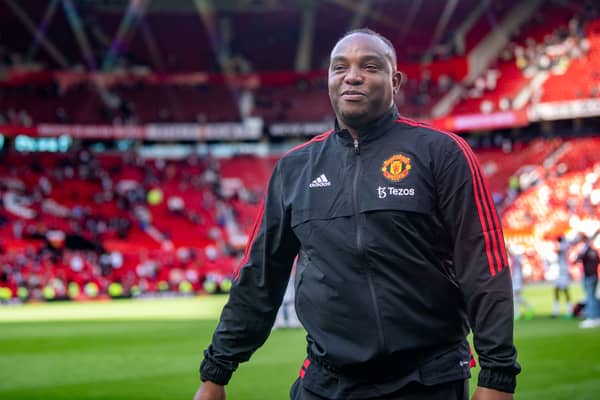 Benni McCarthy was at Old Trafford for Manchester United 1-1 Rayo Vallecano. Credit: Getty.