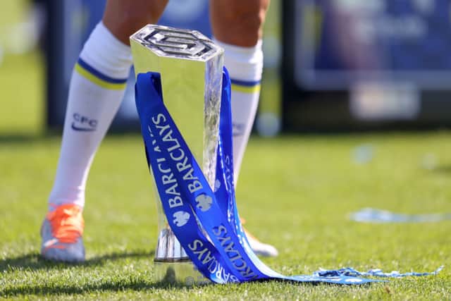 Barclays FA Women’s Super League trophy on the ground at Chelsea vs Manchester United last year 