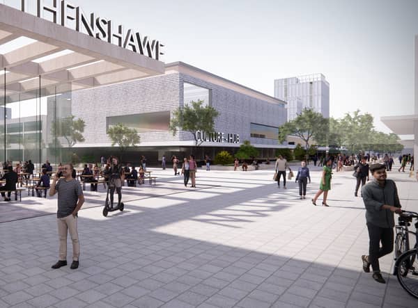 An artist impression of the new culture hub in Wythenshawe Credit: MCC
