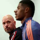 Manchester United’s Marcus Rashford and Erik ten Hag.