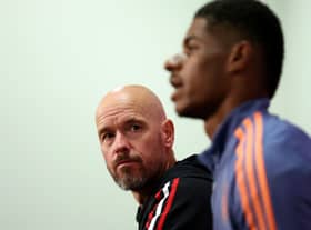 Manchester United’s Marcus Rashford and Erik ten Hag.