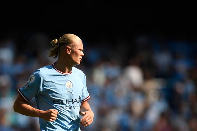 Haaland found it difficult to get on the ball at the Etihad. Credit: Getty.