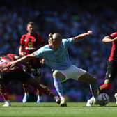 It was a mixed afternoon for Erling Haaland at the Etihad. Credit: Getty.