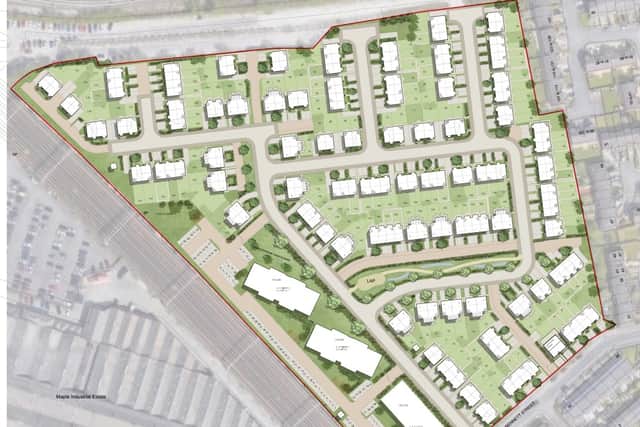 Plans for 272 homes at the Olympic Freight Terminal in Bennett Street, Manchester. Credit: Kellen Homes