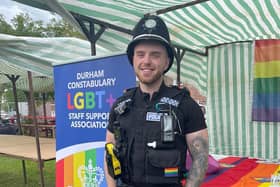 Josh Elliott at a Pride event Credit: Durham police