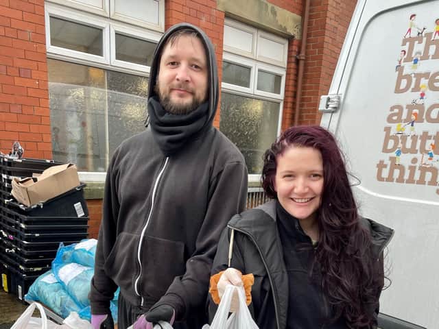 Siblings Michael and Cat Jones volunteering for The Bread and Butter Thing