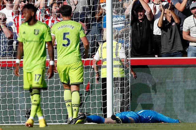 De Gea was at fault for Brentford’s opening two goals against United. Credit: Getty.