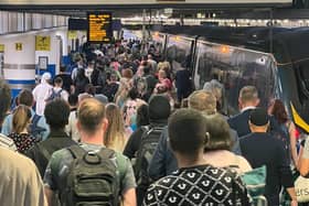 A platform at London Euston crammed with passengers as they try to board a service to Manchester Piccadilly. Photo: David Collins
