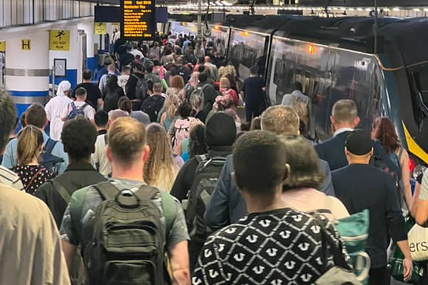 A platform at London Euston crammed with passengers as they try to board a service to Manchester Piccadilly. Photo: David Collins