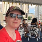 Katy Andrews enjoying jazz music on the Creole Queen in New Orleans