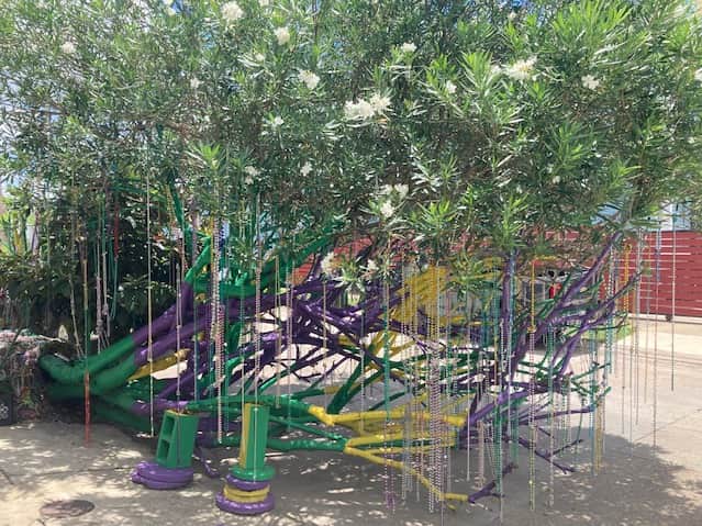 A tree decked with jewellery during the Mardi Gras celebration in New Orleans