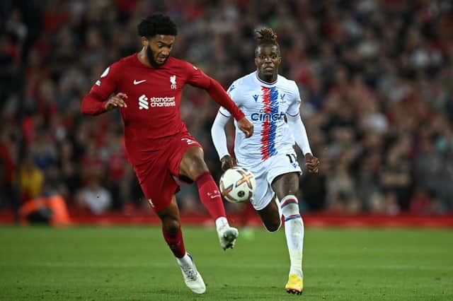 Joe Gomez came on in the second half against Palace. Credit: Getty.