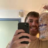 .Christopher Gribben, 28, has always loved making sandwiches - his favourite meal - and has never been afraid to experiment with unusual flavours. Credit SWNS